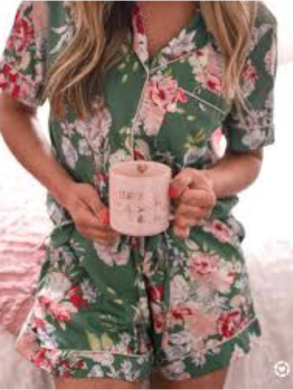 Cynthia Rowley two piece sleep set green floral